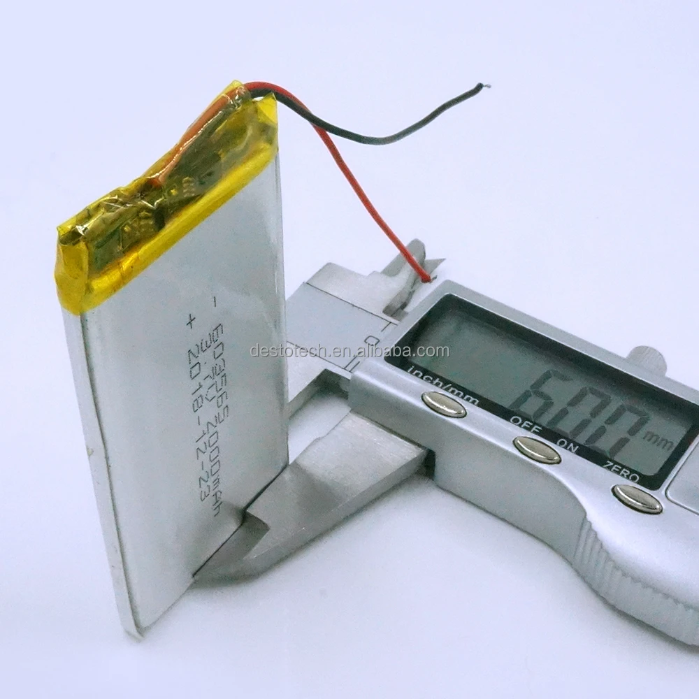 3.7V 2000mAh 7.4Wh Li Battery 112560 JST 2 Pin 2.54mm For GPS Bluetooth Speaker