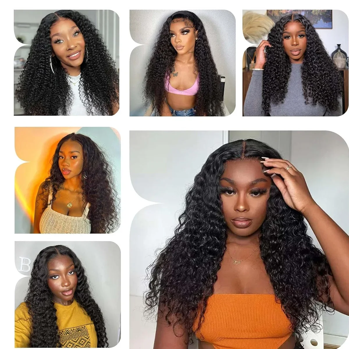 Deep Wave Human Hair Short Bob Wig With Lace Frontal 180 Density_voghion.com
