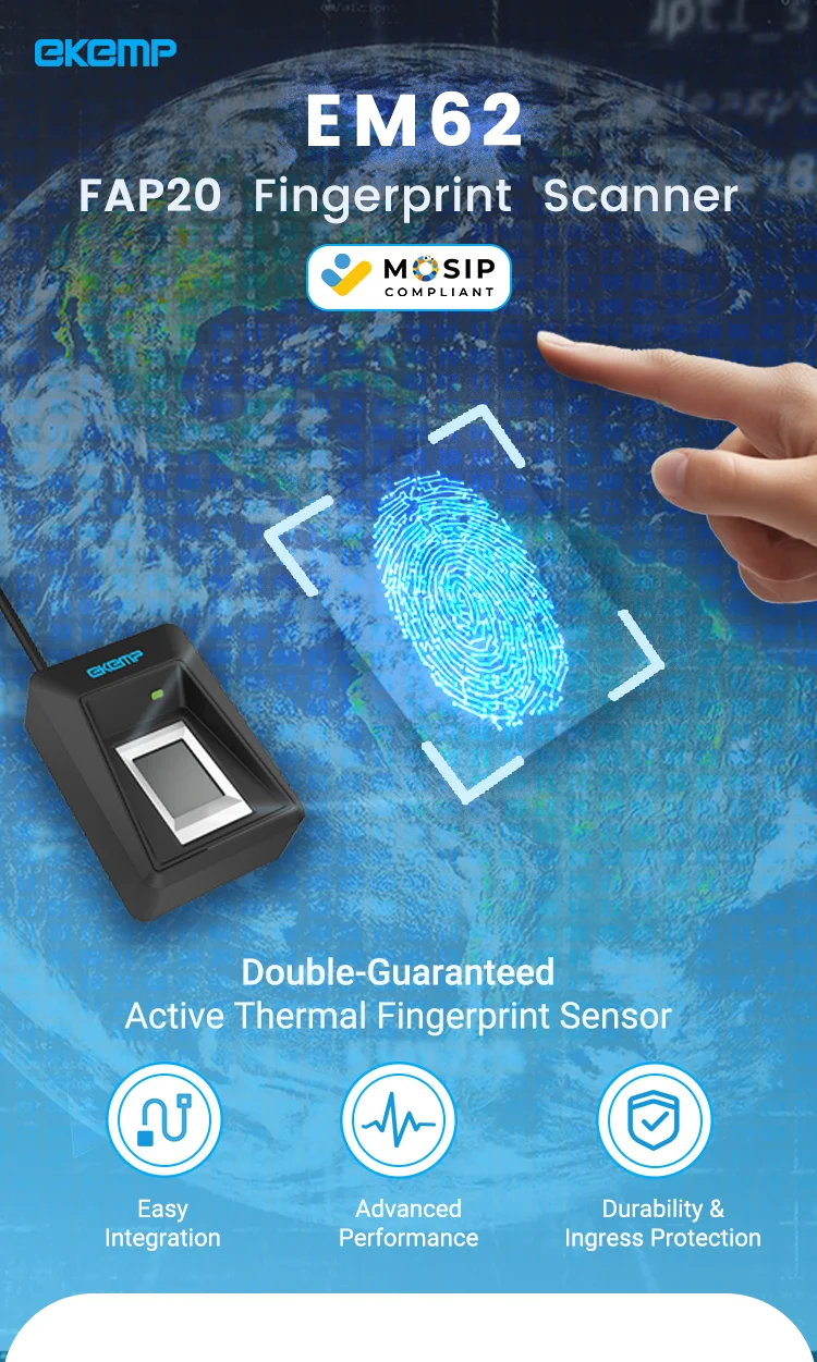 Scanner Encryption Large Scale Verification Encrypted Fingerprint Scanner EM62 with FAP20 ...