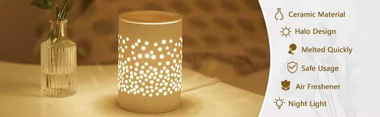 Factory UK/EU/US Plug Round Ceramic Wax Warmer Home Use Perfume Scents Fragrance Ceramic Heating element Wax Warmer