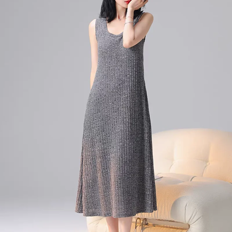 Manufacturer Custom Summer Ladies Long Sweaters Ribbed Sweater Dress Winter  Casual Dresses Knitted Sweater Midi Dress Women