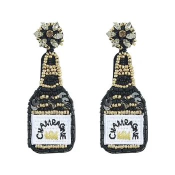 Beaded earrings handmade Rice beads bottle hot selling Boho style creative wine glass earrings for party