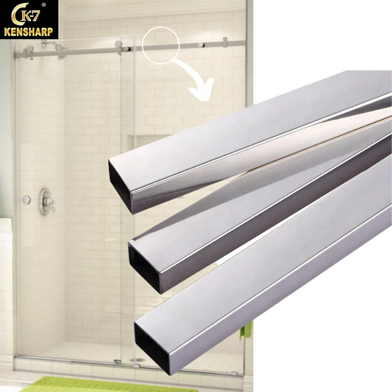 Kensharp Square Guide Rail Track Assembly Accessories Sliding Glass Shower Door Hot Satin Polish Black Heavy Runner Wheels Track