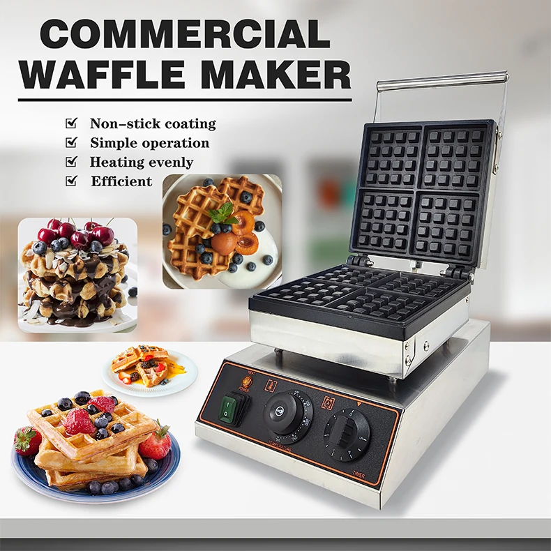 Commercial Square Waffle Maker And Stroopwafel Machine With Waffle Iron ...