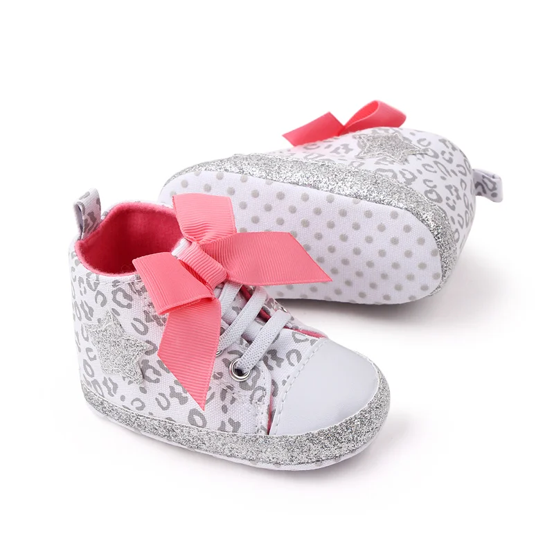 New arrival bow design Glitter Materials bling canvas baby toddler girl shoes 2022 details