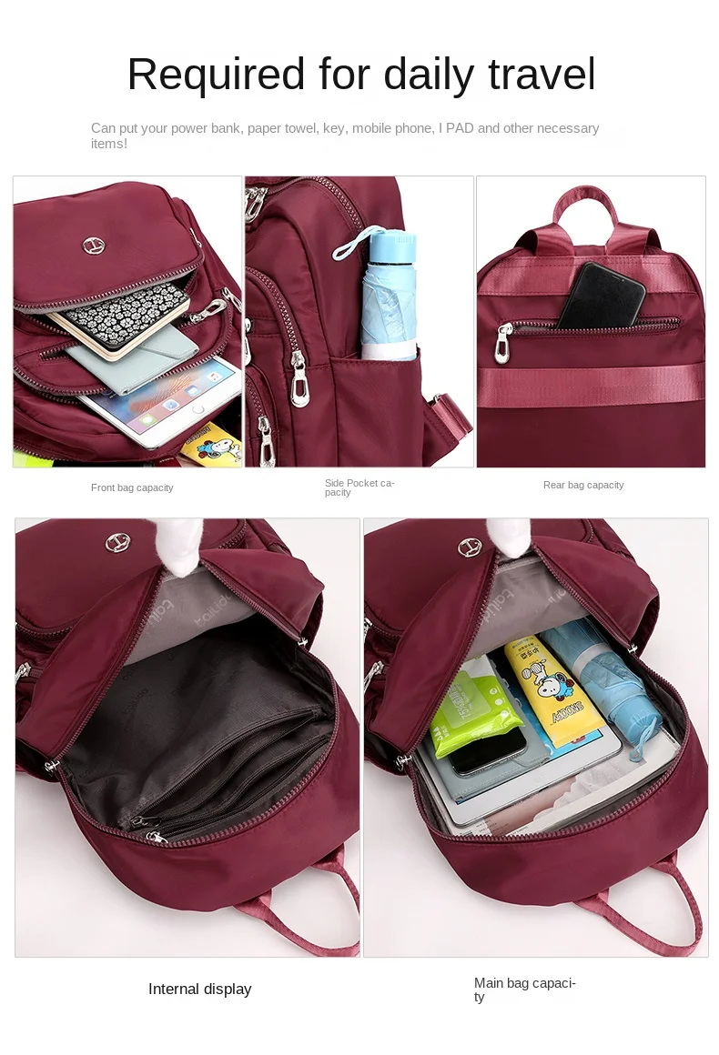 Waterproof Nylon Casual Sports Backpack For Women Work Backpack