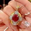 Red corundum pendant with box chain