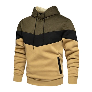 Direct Supplier Stitching Color Block Printed Pullover Long Sleeve Hoodies Custom Hoodie Men's Sweatshirt