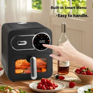 Smart Menu LCD Touch Screen Air Fryer Oven All-in-One Household Kitchen Appliance Square Plastic Small Air Frying Machine