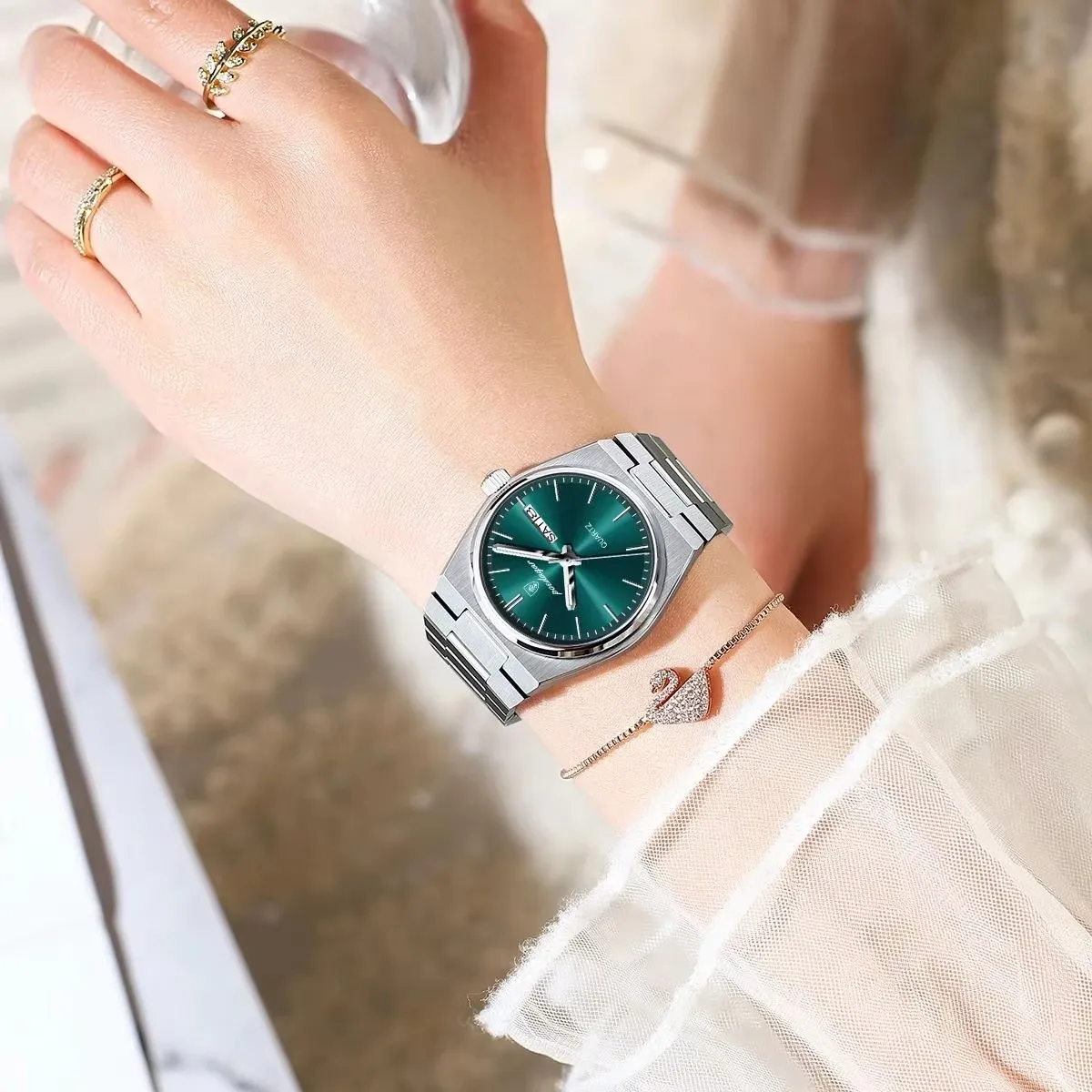 Green Dial Watch Daniel Wellington Iconic Link Emerald Green Jam