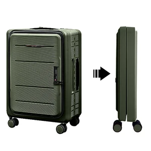 20 Inch Durable PP Folding Carry-On Luggage Hardside Suitcase with Spinner Wheels Collapsible Trolley for Easy Travel