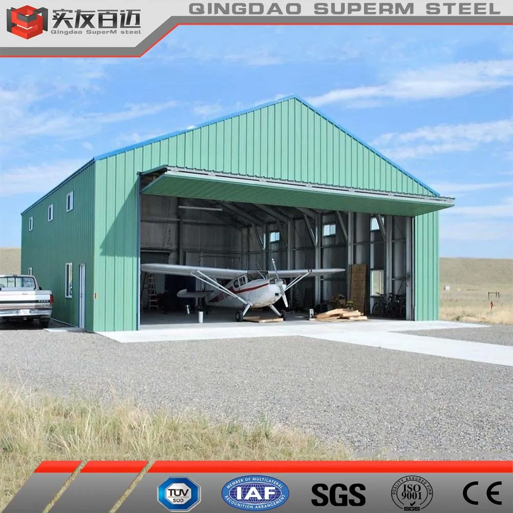 Qingdao SuperM Prefabricated Steel Structure Hangar Building With Insulation Sandwich Panel