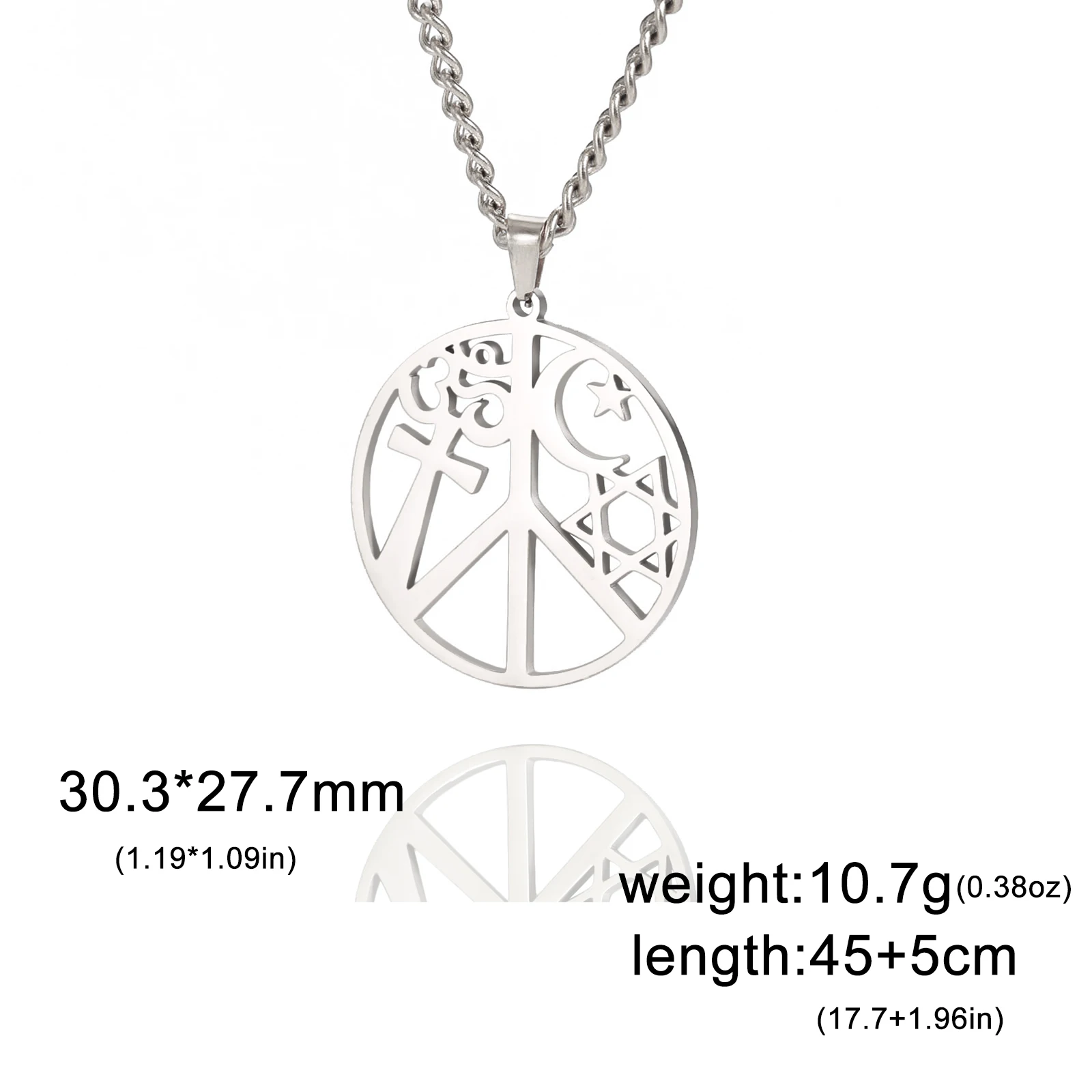 Collier Symbole De Paix Géométrique Grande Taille - Bijou Hippie Pour Hommes Et Garçons