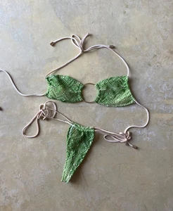 Oem Lace-Up Halter Bikini for Women Custom Fashion Multi-Color Split Swimsuit Sexy Thong Bandage Swimwear Beachwear