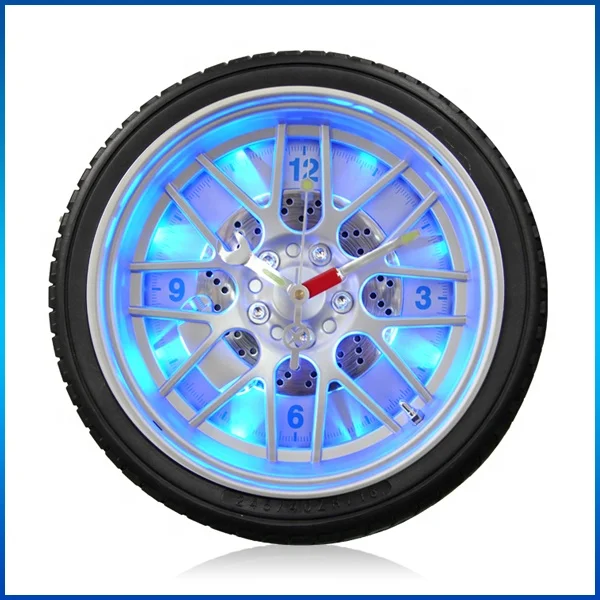 14Inch Battery Operated LED Tire Rim Gear Wall Clock