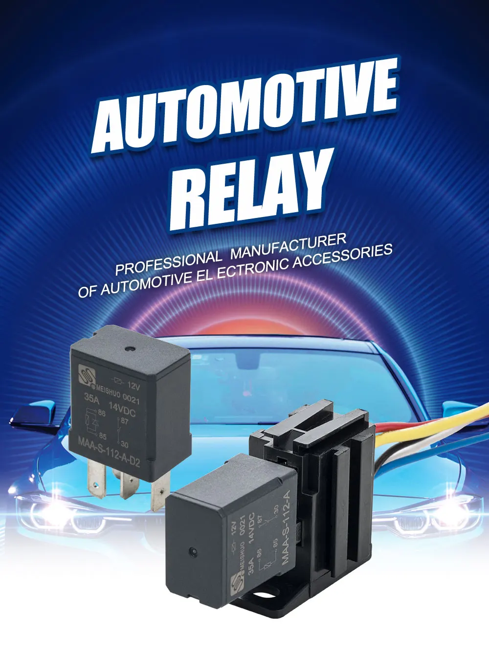 Meishuo MAA-112-C Auto Relays DC Power 12v 5 Pin Car Relay for Automotive and New Energy Vehicles