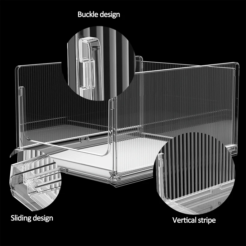 Multifunctional Transparent Plastic Pet Cabinet Stackable Foldable Shoe Rack Clothes Display Box Rectangle Shape Injection factory