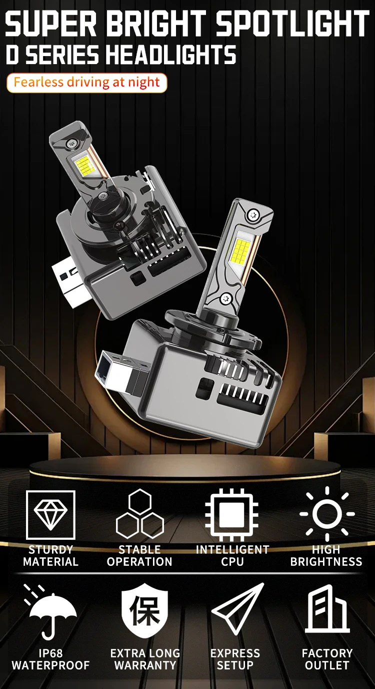 D8s Led D1S D3S D8S LED Headlight All Metal Die-casting Process 70W 6000k ...