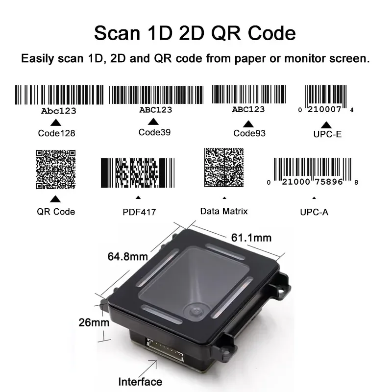 NFC Self-service Kiosk Scan Embedded New Extremely Fast Barcode Scanner Module Embedded 1D 2D QR Auto-scan Barcord Reader EP8280