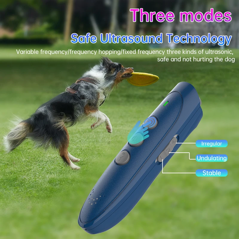 Electronic Pet Dog Repeller LED Ultrasonic Anti Barking Control Device Battery Work Ultrasonic Dog Training Device