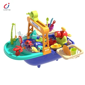 Chengji Sand Water Play Activity Table Multiple Kids Cartoon Colorful Boat Fishing Water Sink Basin Toy for Preschool Kit