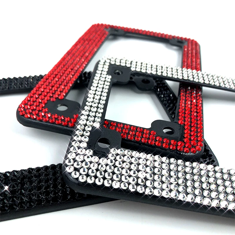 US Size Bling Black License Plate Frame Rhinestone License Plate Holder Cover for Motorcycle