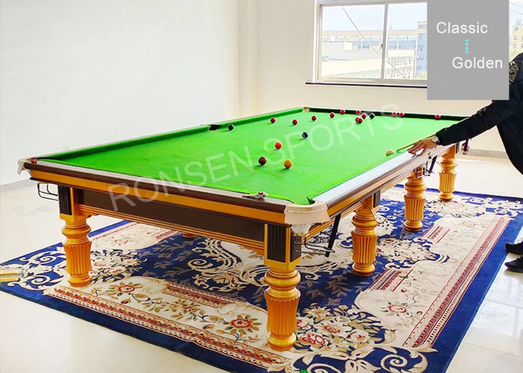 Competitive Price Standard Size New Design Slates Top and Solid Oak Wood 12ft Snooker Table with 6811 Cloth and Northern Rubber