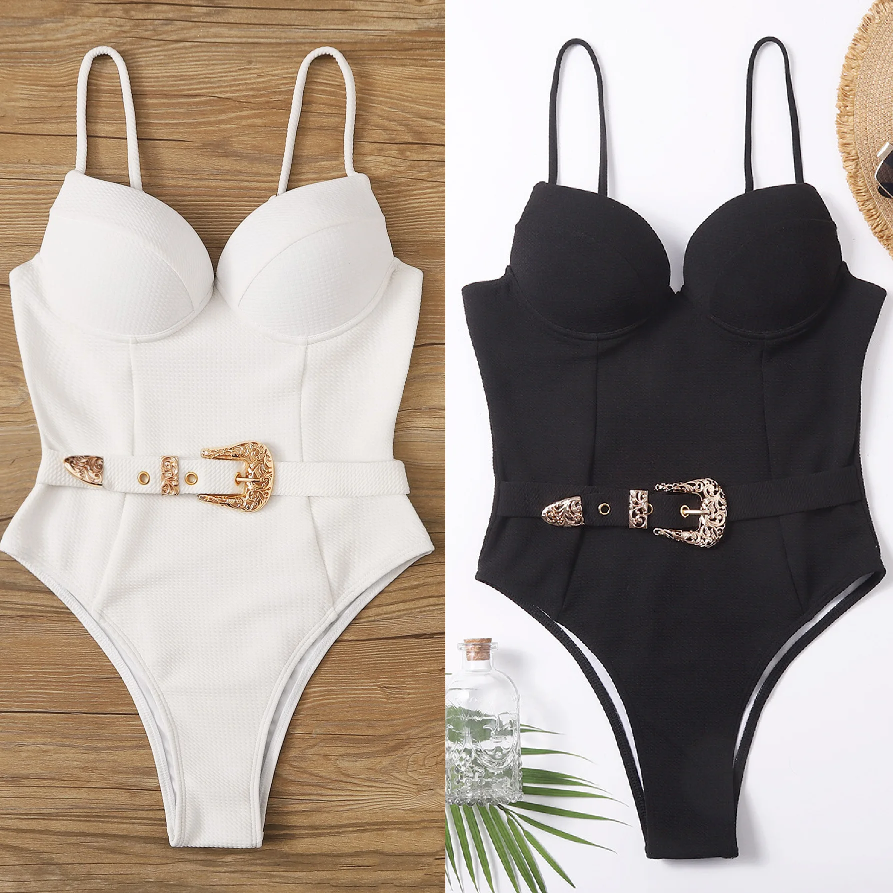 Factory Outlet Solid Swimsuit With Girdle Womens Bikini Push up One Piece Swimsuit Sexy Brazilian Beachwear Sexy Traje De Bano