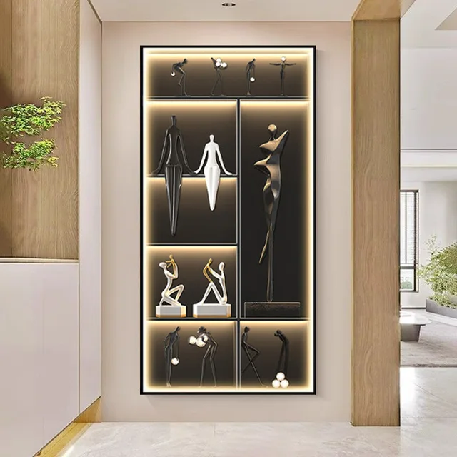 Modern Simple Character LED Luminous Painting Abstract Art Corridor Hallway Decorative Hanging for Luxury Living Room