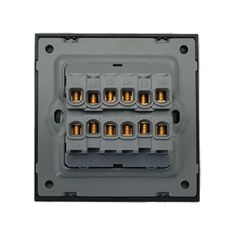 UK Standard 10A Four Gang Wall Switches Power Electrical Gold Brush Meteor Rain Series Wall Switches