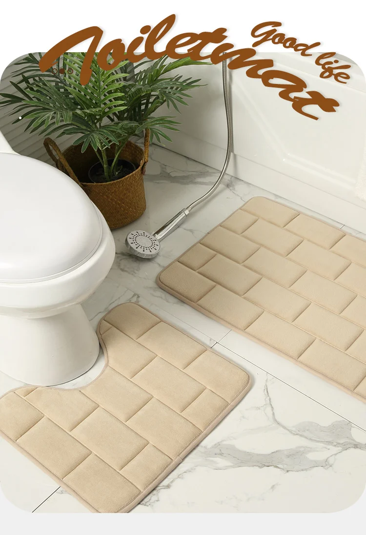 Bath Mat Set 2 Pieces Bath Rug Sets Toilet Floor Anti-Slip Bathroom Mat factory