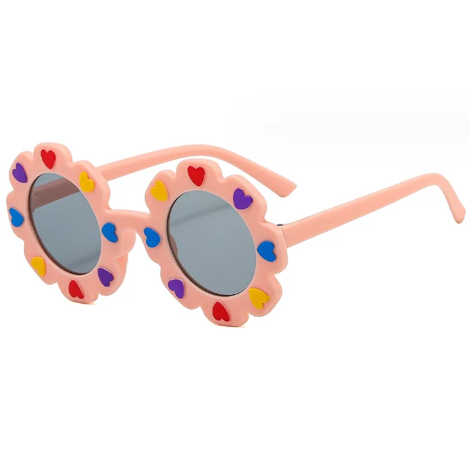 Kids Round Sunflower Sunglasses Cute Anti-UV Beach Sunglasses With