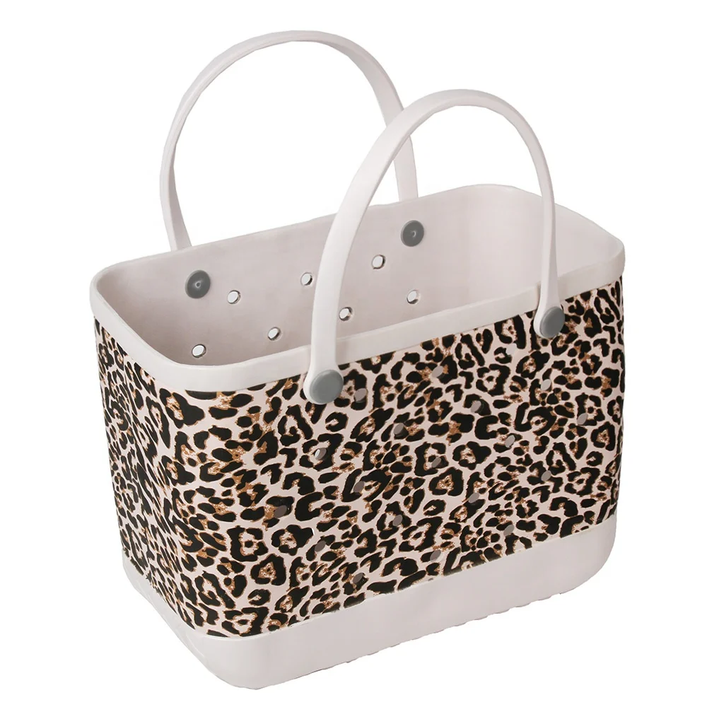 Wholesale Leopard Large Wholesale Bogg Bag Summer Beach Bags 2021 Summer  Custom Rubber Silicone Women Removable Straps EVA Tote Bag KJ61 From  m.