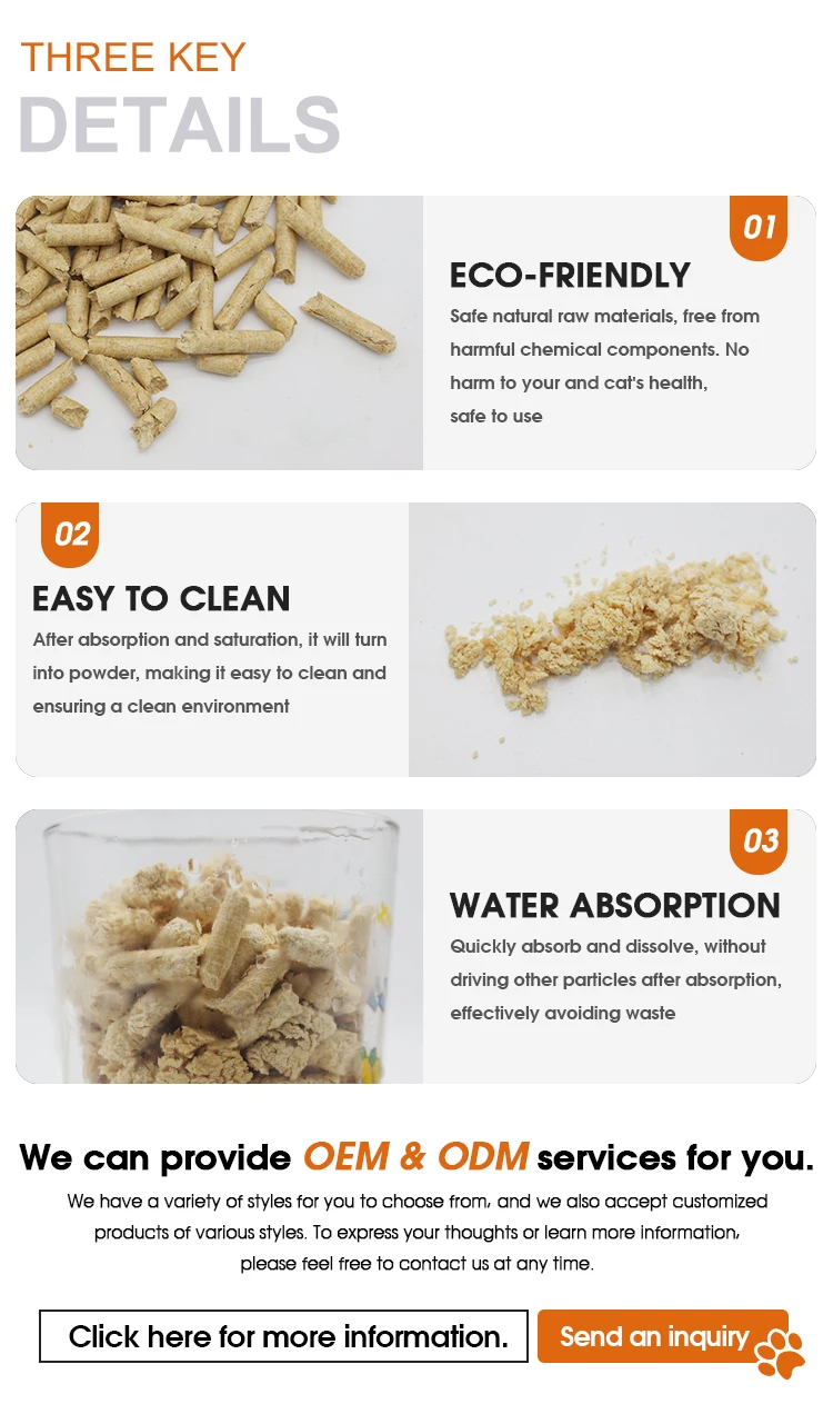 Cassava Cat Litter Super Absorption Solid Clumping Wood Pellets Natural