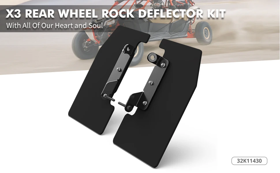 Nicecnc Rear Wheel Rock Deflector Mud Guard Kit For Canam Maverick X3