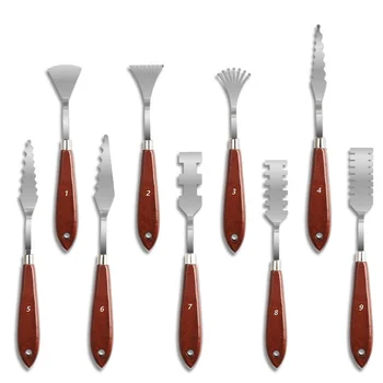 painting palette knife set , 9 pcs palette knives set with customized production , factory supplies .