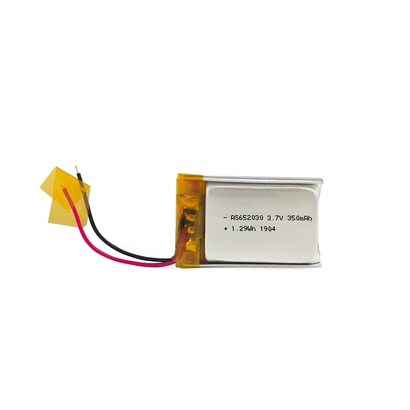 High quality lithium polymer battery 3.7v 350mah 652030 lipo battery with PCM and wires