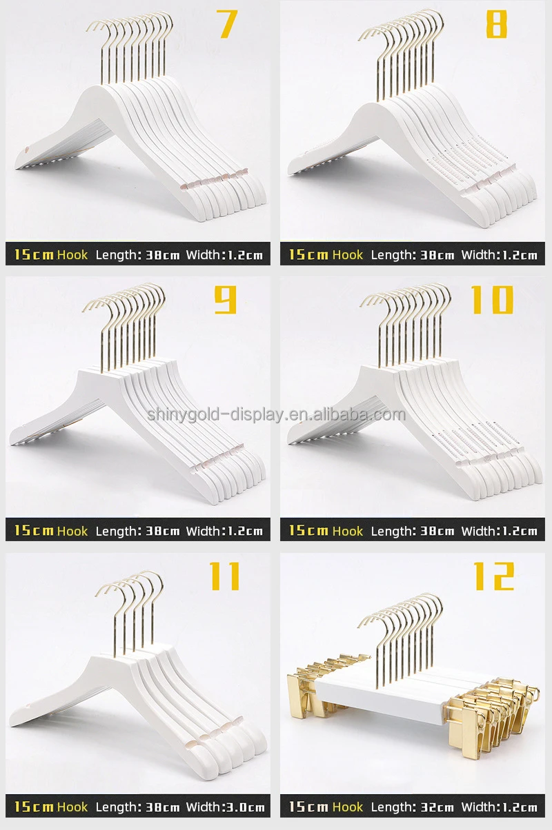 Free Custom Logo Luxury Cloth Hanger Wood Clip Hanger Non Slip Boutique Wooden White Clothes