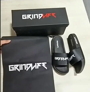 Factory Free Custom Printing Your Logo With NO MOQ Black Flat Slides Kids Men & Women Embroidery Slippers Slides