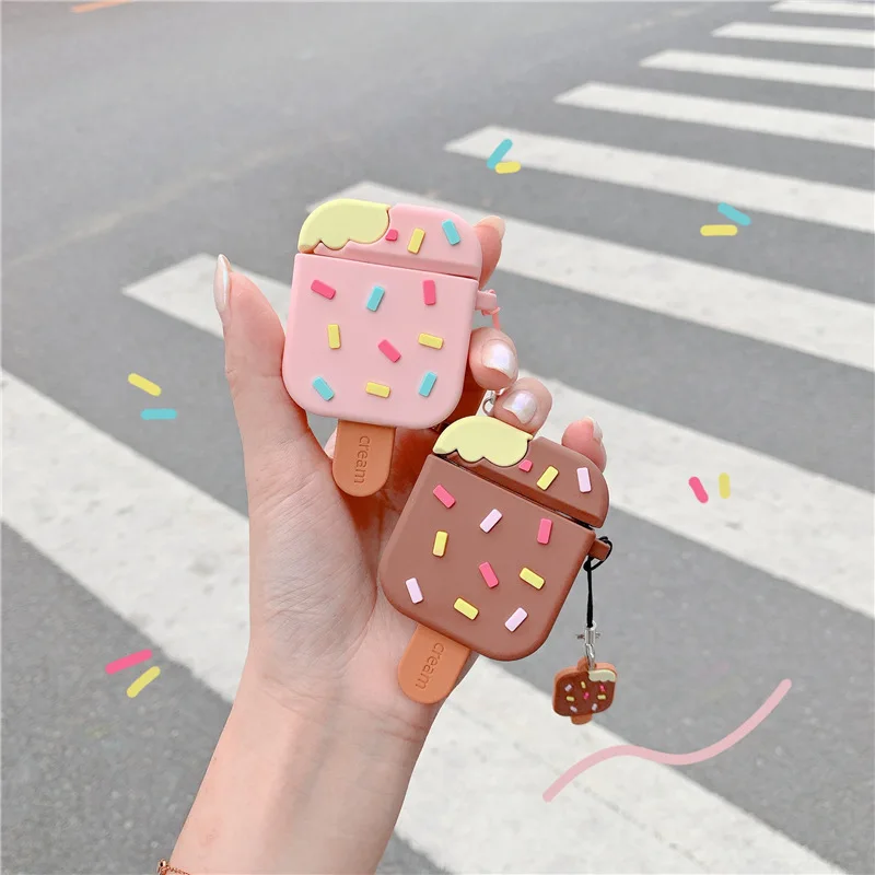 Cute 3D Ice Cream Silicone Earphone Case Sling New Headphones