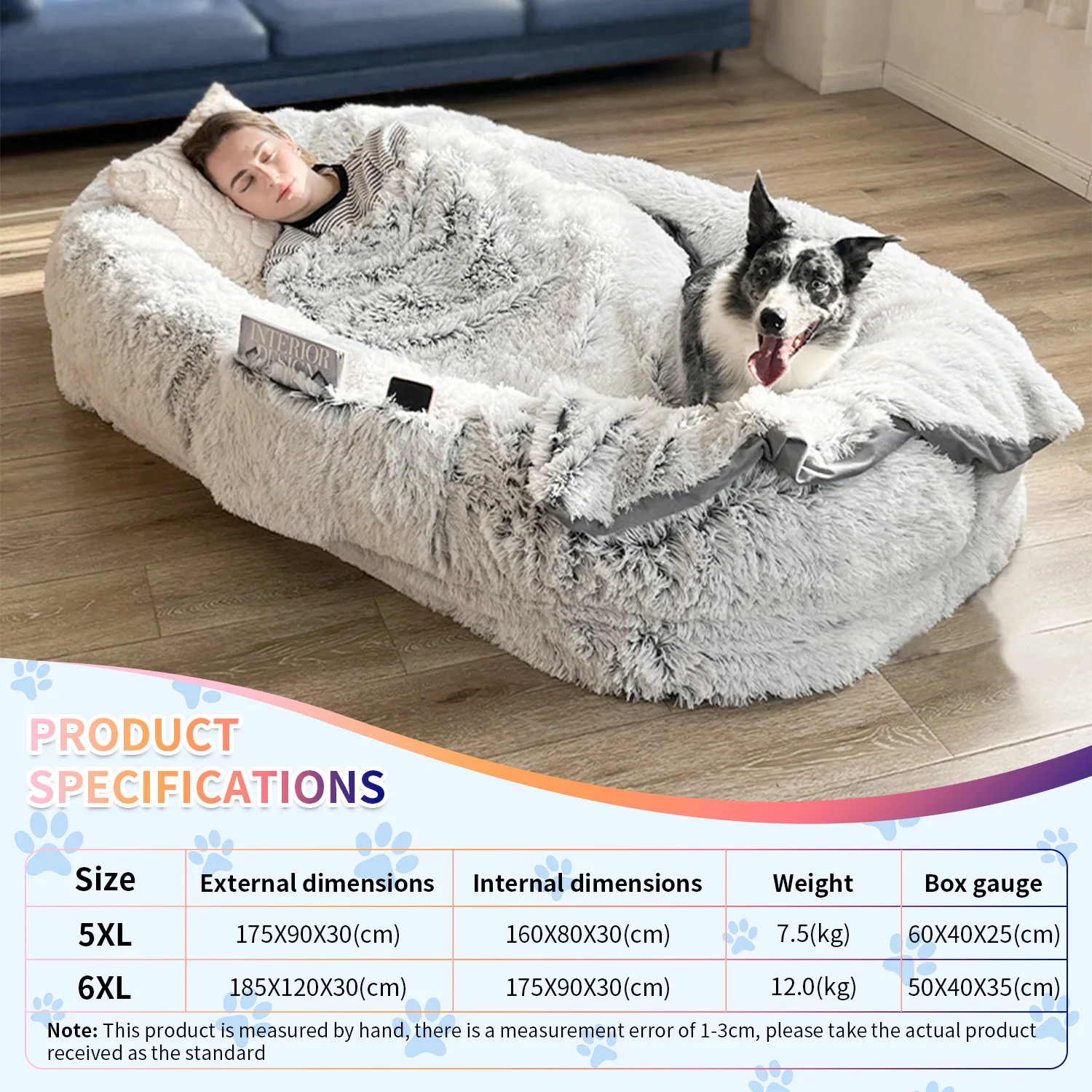 Wholesale customized fluffy indestructible luxury super large giant human sized dog bed for human details