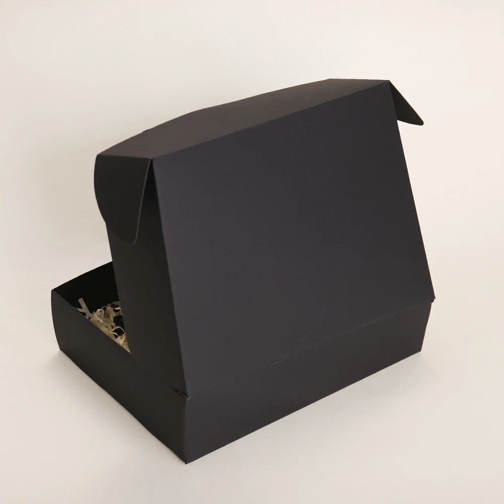 Custom Black Kraft Paper Gift Packaging Box Folding Design with Logo Custom Soft Shipping Box