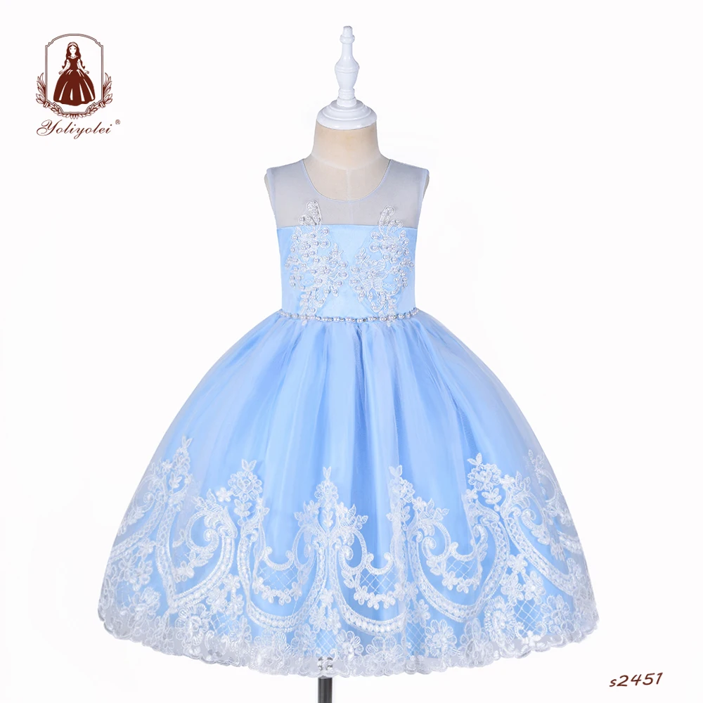American 5 6 7 8 9 Year Old Girl Classic Retro Elegant Lace Child Summer  Dress Children Girl Prom Dress