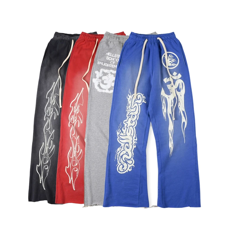 Plus Size Custom Logo Joggers Stacked Loose Running Gym Sport Track Men ...