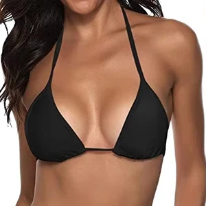 Custom Solid Color Nylon Bikini Top Triangle Bikini Sexy String Bikini