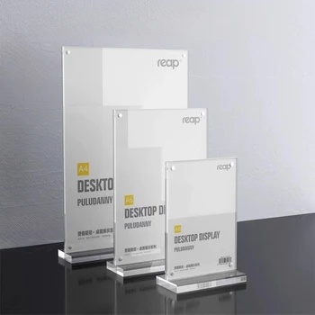 Transparent A4 Acrylic Table Display Stand, Table Price List for Restaurants