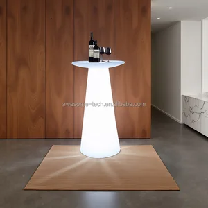 Modern PE Plastic LED Bar Table All-Weather Indoor/Outdoor Furniture for Home Bar Living Room Hotel School Park Apartment Club