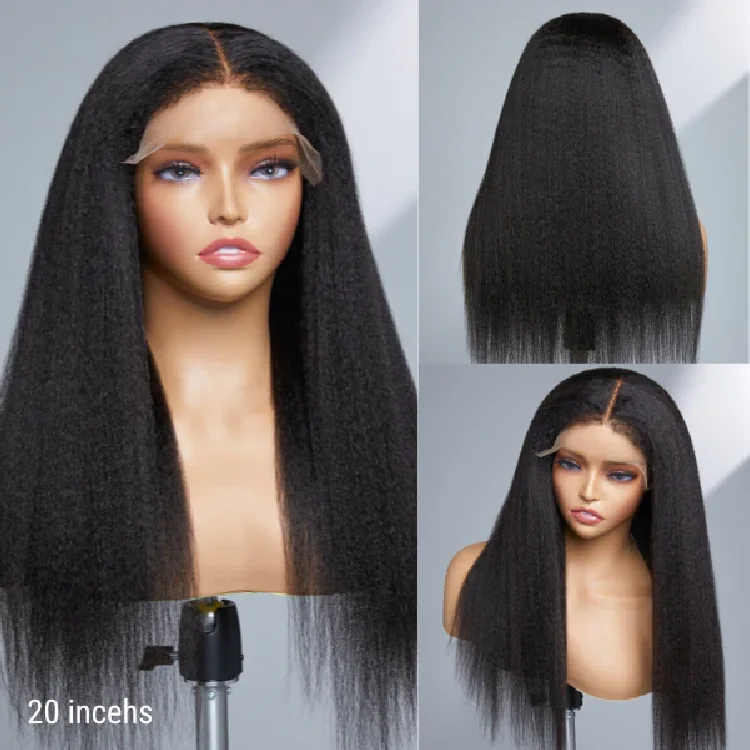 Pre Pluck Hd Lace Frontal Human Hair Wig4c Edge Hairline Yaki Straight Lace Front Wigs With 
