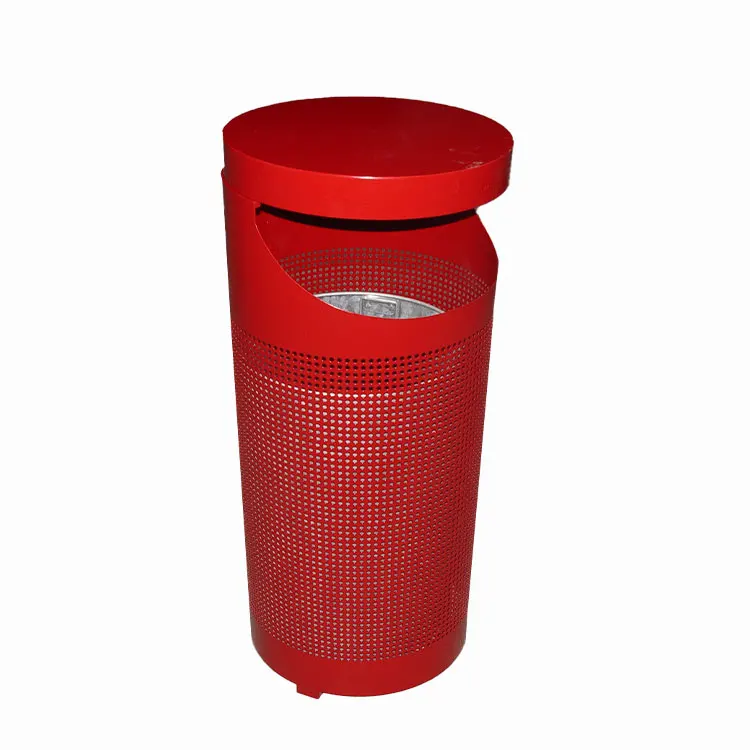 Outdoor Unique Metal Garbage Receptacle Trash Can Outside Garden Street Decorative Tall Recycle Waste Bin Public Steel Dustbin