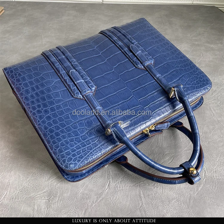 Luxury designer high quality handmade real exotic skin genuine crocodile leather briefcase and men business bag